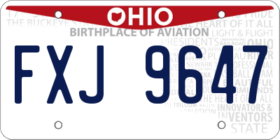 OH license plate FXJ9647