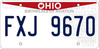 OH license plate FXJ9670