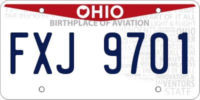 OH license plate FXJ9701