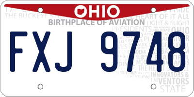 OH license plate FXJ9748
