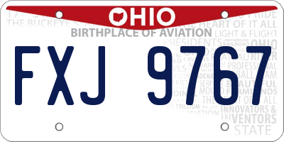 OH license plate FXJ9767