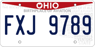 OH license plate FXJ9789