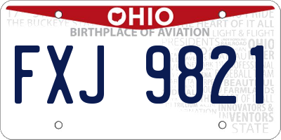 OH license plate FXJ9821