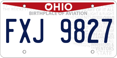 OH license plate FXJ9827