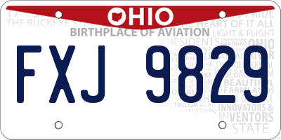 OH license plate FXJ9829