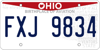 OH license plate FXJ9834