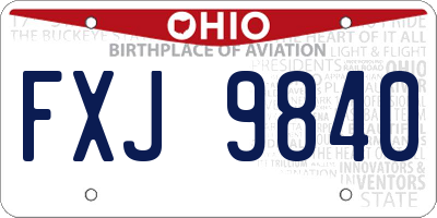 OH license plate FXJ9840