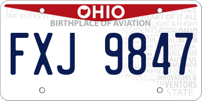 OH license plate FXJ9847