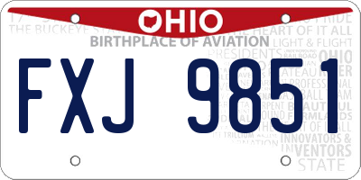 OH license plate FXJ9851