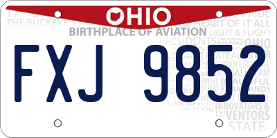 OH license plate FXJ9852