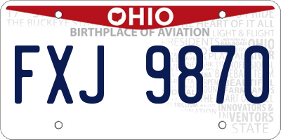 OH license plate FXJ9870
