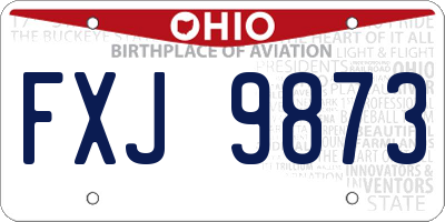 OH license plate FXJ9873