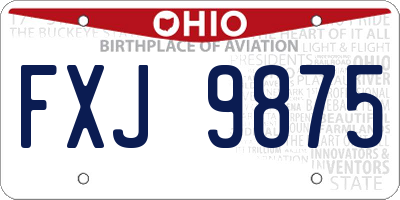 OH license plate FXJ9875