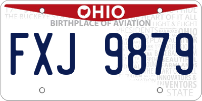 OH license plate FXJ9879
