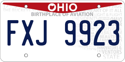 OH license plate FXJ9923