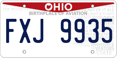 OH license plate FXJ9935
