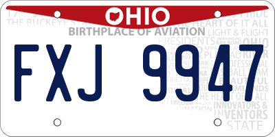 OH license plate FXJ9947