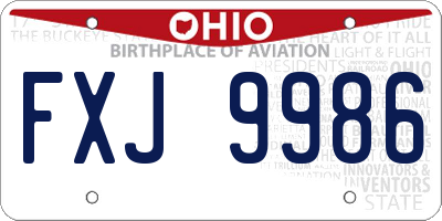 OH license plate FXJ9986