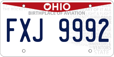 OH license plate FXJ9992