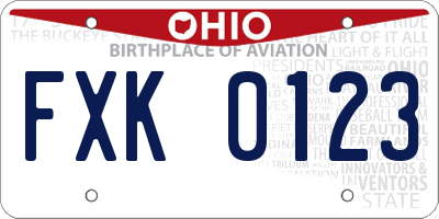 OH license plate FXK0123