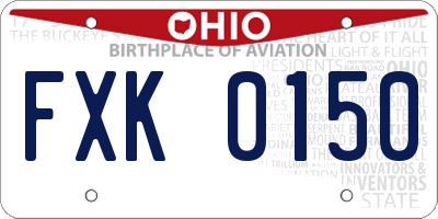 OH license plate FXK0150
