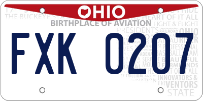 OH license plate FXK0207