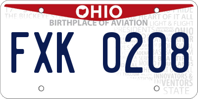 OH license plate FXK0208