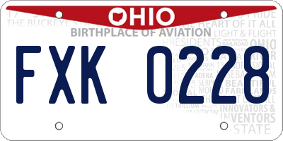 OH license plate FXK0228