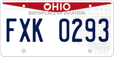 OH license plate FXK0293