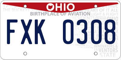 OH license plate FXK0308
