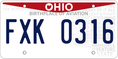 OH license plate FXK0316