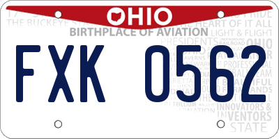 OH license plate FXK0562