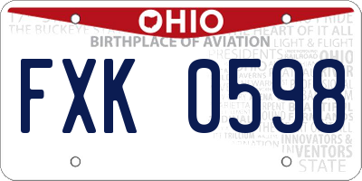 OH license plate FXK0598