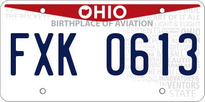 OH license plate FXK0613