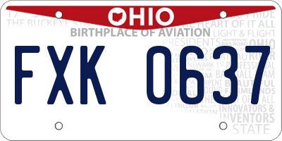 OH license plate FXK0637