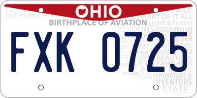 OH license plate FXK0725