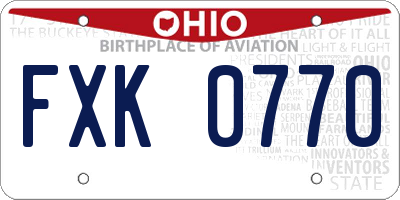 OH license plate FXK0770