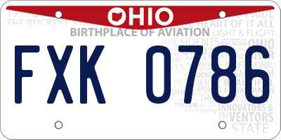 OH license plate FXK0786
