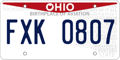 OH license plate FXK0807