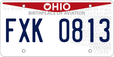 OH license plate FXK0813