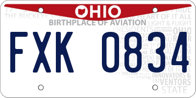 OH license plate FXK0834