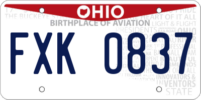 OH license plate FXK0837