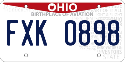OH license plate FXK0898