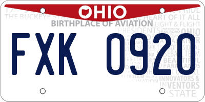 OH license plate FXK0920
