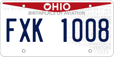OH license plate FXK1008