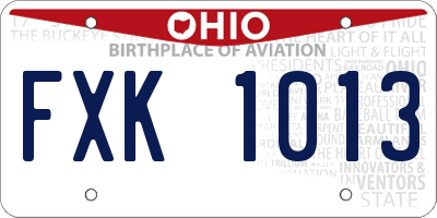 OH license plate FXK1013