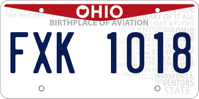 OH license plate FXK1018
