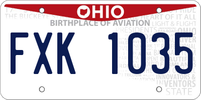 OH license plate FXK1035