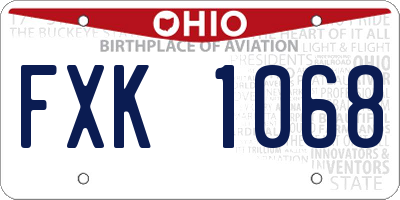 OH license plate FXK1068