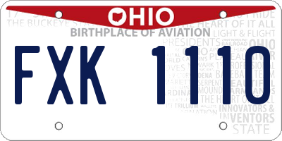OH license plate FXK1110